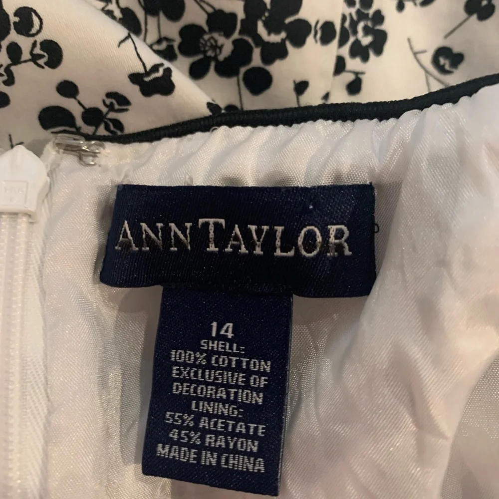 Ann Taylor Black & White Floral Halter Dress Size 14